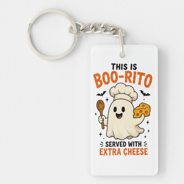 „Boo-Rito mit extra Käse serviert“ Design Schlüsselanhänger (Vorderseite)