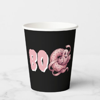 BOO Rosa Geist & Donut Süßes Halloween Coquette Pappbecher