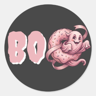 BOO Rosa Geist & Donut Süßes Halloween Coquette Runder Aufkleber