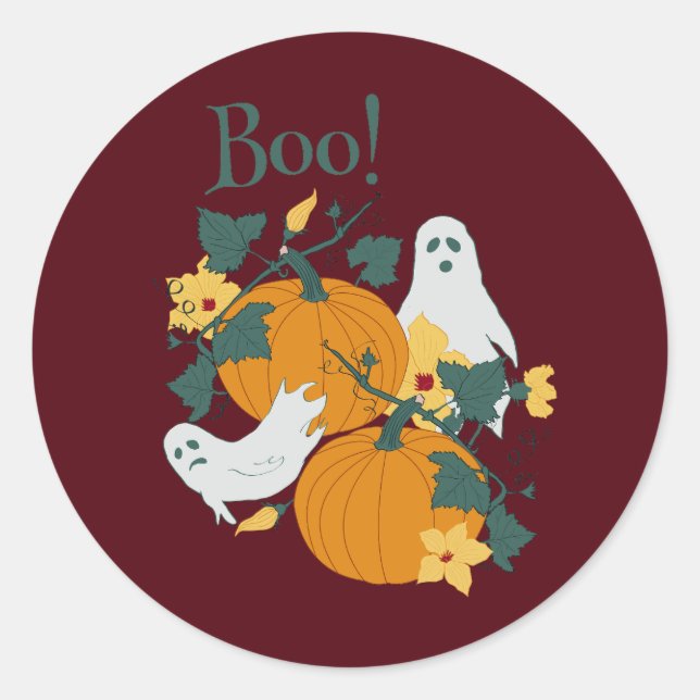 Boo! Runder Aufkleber (Vorderseite)