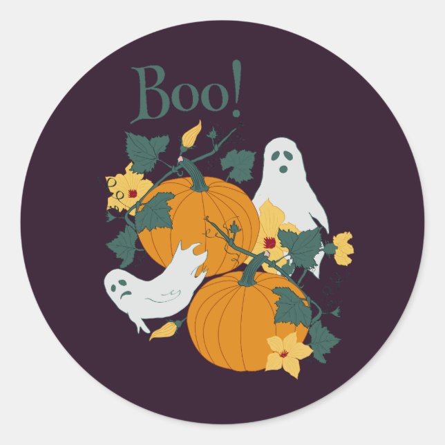 Boo! Runder Aufkleber (Vorderseite)