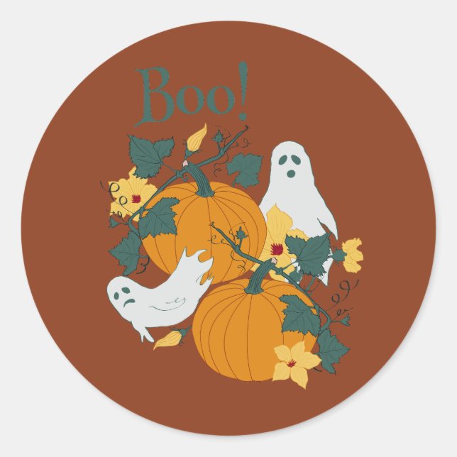 Boo! Runder Aufkleber (Vorderseite)