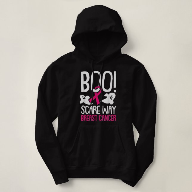 Boo Scare Away Breast Cancer Awareness Pink Ribbon Hoodie (Design vorne)