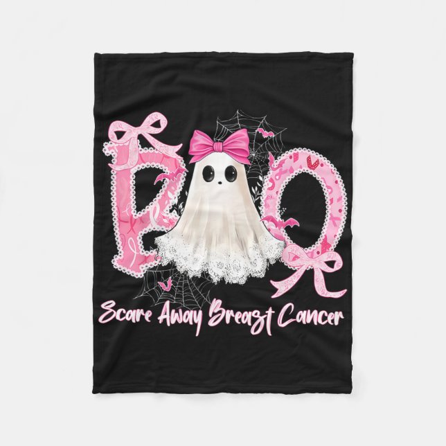 Boo Scare Away Breast Cancer Halloween Lace Ghost Fleecedecke (Vorderseite)