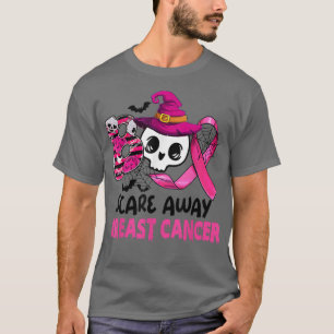 Boo Scare Away Rosa Brustkrebs Schleife Halloween T-Shirt