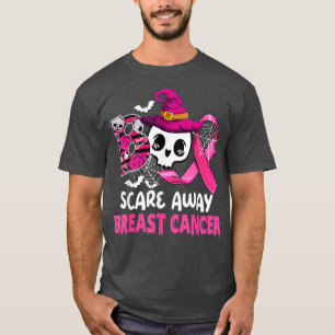 Boo Scare Away Rosa Brustkrebs Schleife Halloween T-Shirt