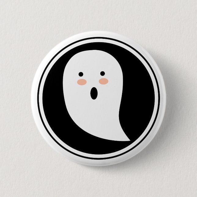 Boo! Schaltfläche Halloween Ghost Pinback Button (Vorderseite)