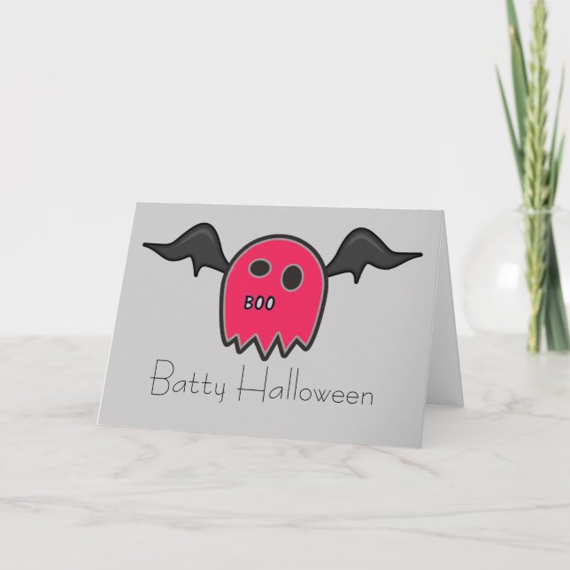 Boo-Schläger-Rosa-Geist-bekloppte Karte (Vorderseite)
