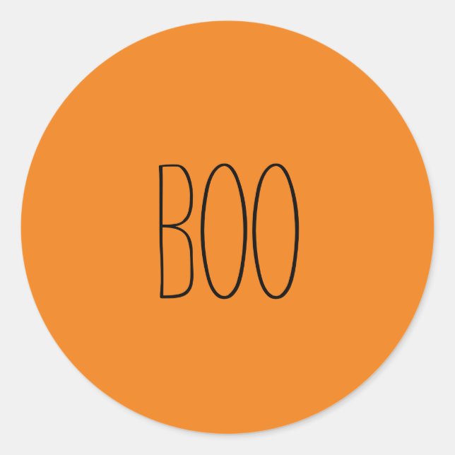Boo schwarz & orange spooky handgeschriebenes Hall Runder Aufkleber (Vorderseite)
