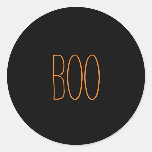 Boo schwarz-orange spooky handgeschriebenes Hallow Runder Aufkleber (Vorderseite)
