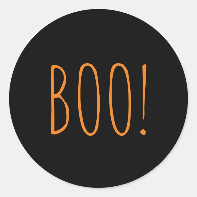 Boo schwarz-orange spooky typografie Spaß Hallowee Runder Aufkleber (Vorderseite)