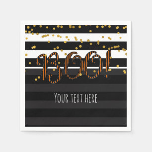 Boo! Schwarz-Orange Weiß-Gold-Halloween-Party Serviette