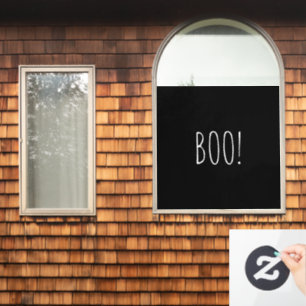 Boo schwarz spooky Typografie minimalistisch Hallo Fensteraufkleber