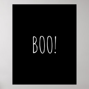 Boo schwarz spooky Typografie minimalistisch Hallo Poster