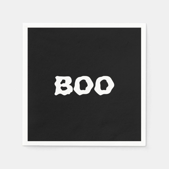Boo Schwarz-Weiß-Leckerbissen Halloween-Papier Serviette (Vorderseite)
