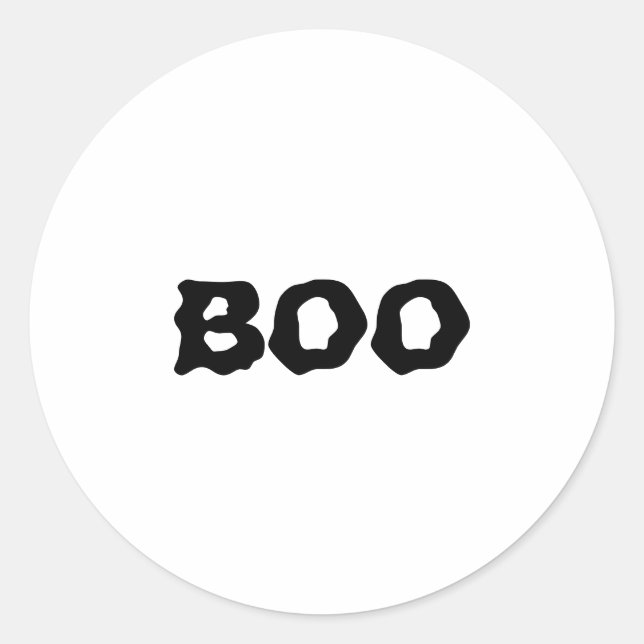 Boo schwarz-weiß spooky Halloween Runder Aufkleber (Vorderseite)