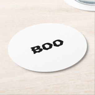 Boo schwarz-weiß spooky Halloween Runder Pappuntersetzer