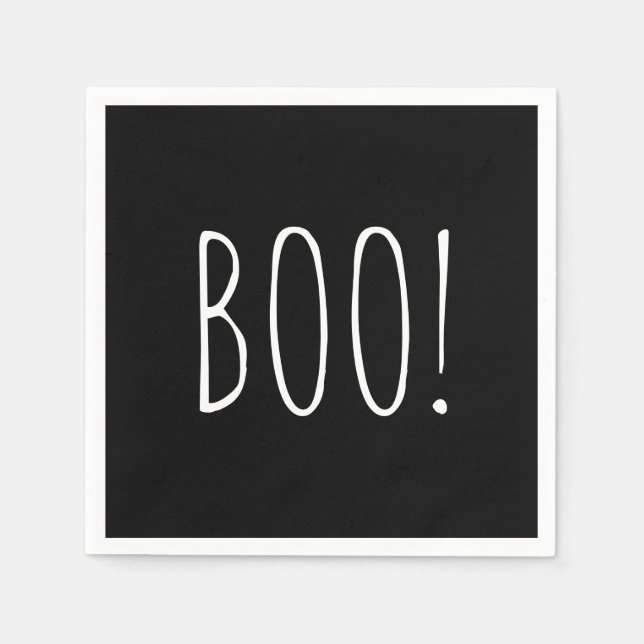 Boo. Schwarzes Minimalistisches niedliches Hallowe Serviette (Vorderseite)
