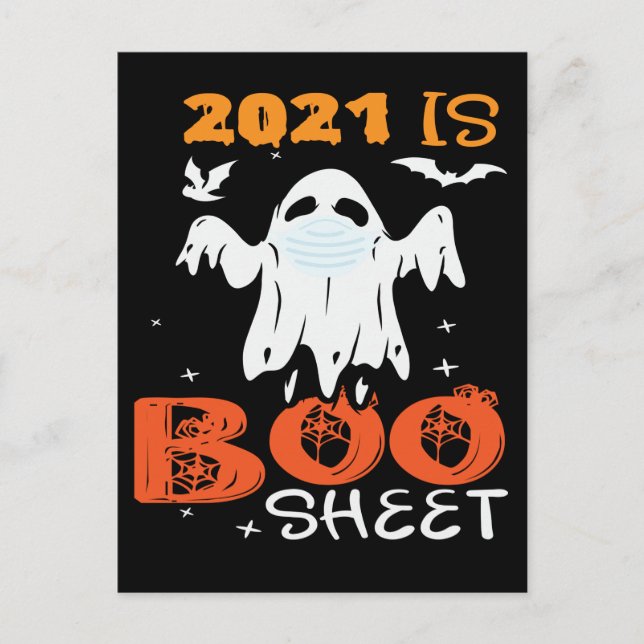 Boo Sheet Funny Ghost Halloween Postcard Postkarte (Vorderseite)