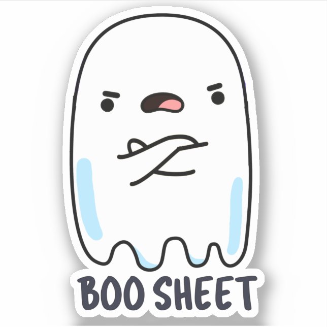 Boo Sheet Funny Halloween Ghost Pun Aufkleber (Vorderseite)