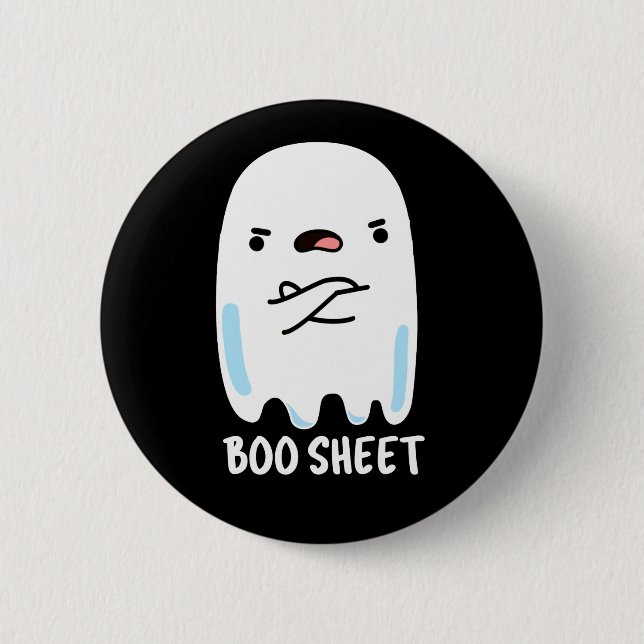 Boo Sheet Funny Halloween Ghost Pun Dark BG Button (Vorderseite)
