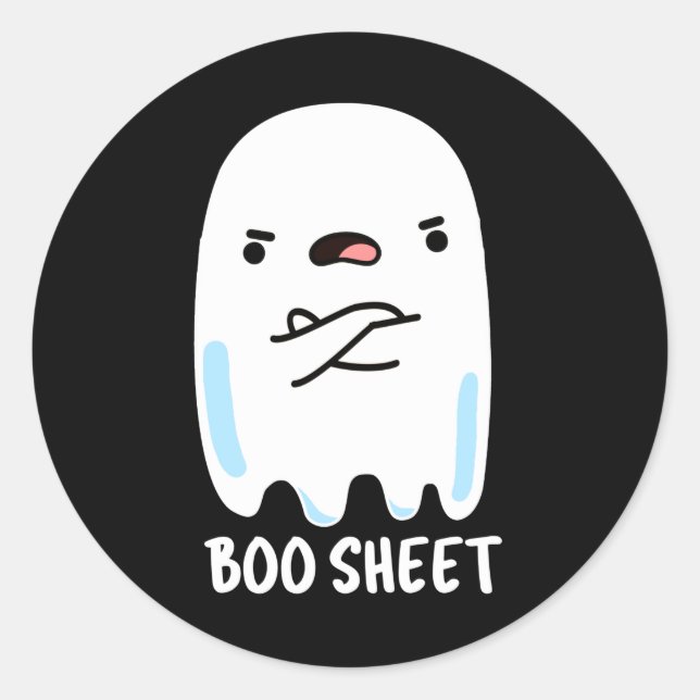 Boo Sheet Funny Halloween Ghost Pun Dark BG Runder Aufkleber (Vorderseite)