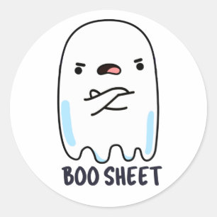 Boo Sheet Funny Halloween Ghost Pun Runder Aufkleber