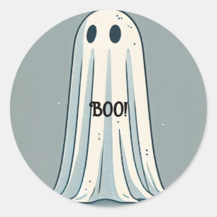 BOO! Sheet Geist Vintage Grün Halloween  Runder Aufkleber