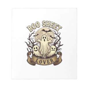 Boo Sheet Liebhaber Halloween Geister Mond Flederm Notizblock