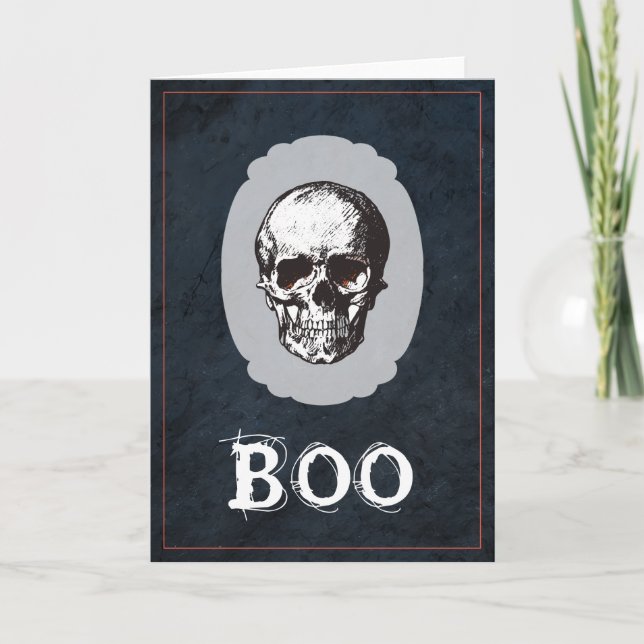 Boo Skull Halloween Karte (Vorderseite)