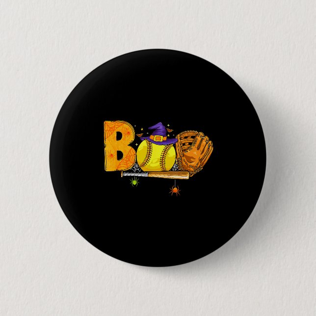 Boo Softball Player Catcher Tcher Funny Halloween  Button (Vorderseite)