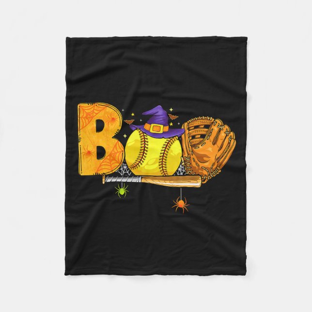 Boo Softball Player Catcher Tcher Funny Halloween  Fleecedecke (Vorderseite)