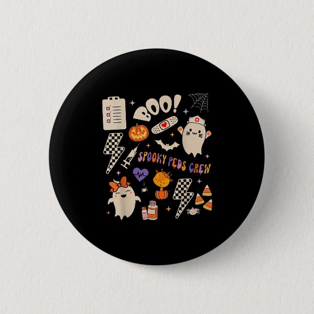 Boo Soky Peds Crew Ghost Pediatric Nurse Halloween Button (Vorderseite)