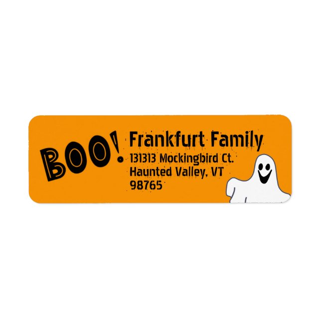 Boo! Spaß und nicht zu gruselig Halloween Label (Vorne)