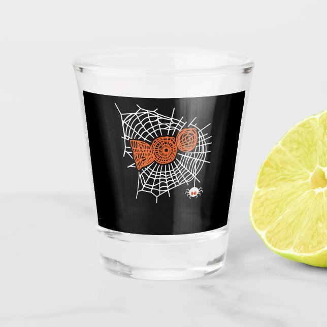Boo Spider Web Funny Niedlich Spider Web Grafik Schnapsglas (Vorderseite)