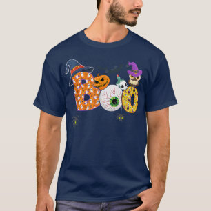 Boo Spiders Ghosts Pumkin & Hexenhut Funny Hallow T-Shirt