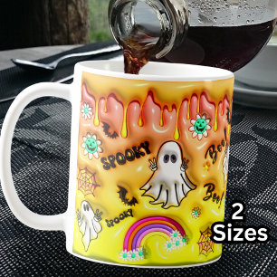 Boo! Spooky 3D-Effekt Gelborange Regenbogenwirbel Kaffeetasse