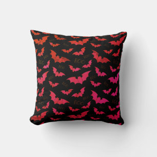 Boo Spooky Bats mit schwarzem Hintergrund Kissen