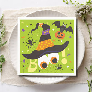 Boo Spooky Hexenhut Fledermäuse Niedlich Halloween Serviette