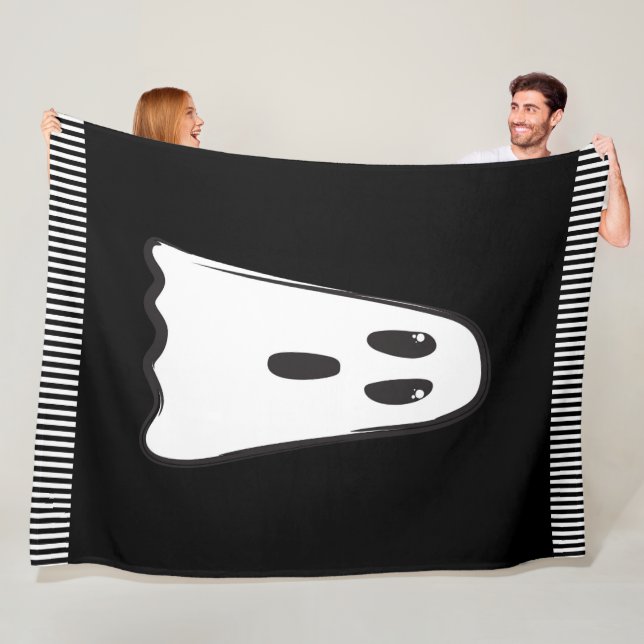 BOO! Spooky Niedlich Ghost Halloween Schwarz-weiß Fleecedecke (Beispiel)