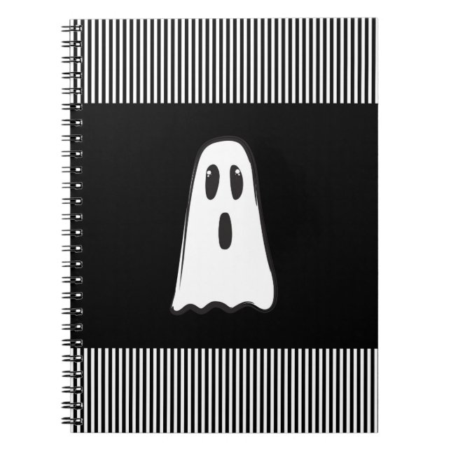 BOO! Spooky Niedlich Ghost Halloween Schwarz-weiß Notizblock (Vorderseite)