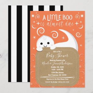 BOO spukender Geist Orange Halloween Babyparty Einladung