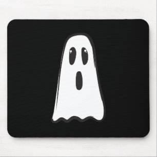 BOO! Spukig süßer Geist Halloween Schwarz Weiß Mousepad