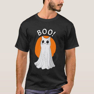 Boo Süße Geist Katze Halloween Mond Gruselige Katz T-Shirt