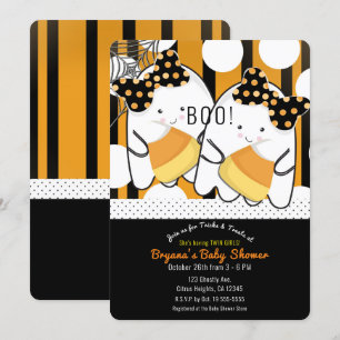 Boo Süßer Geist Zwillingsmädchen Halloween Babypar Einladung