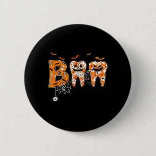 Boo Teeth Pumpkin Dentist Zahnhygienist Hallowe Button