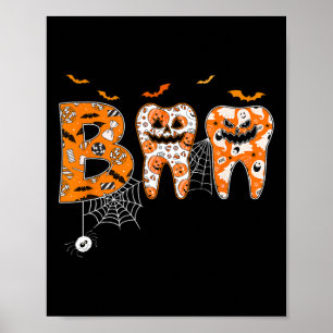 Boo Teeth Pumpkin Dentist Zahnhygienist Hallowe Poster