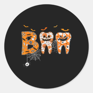 Boo Teeth Pumpkin Dentist Zahnhygienist Hallowe Runder Aufkleber