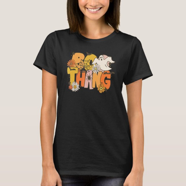 Boo Thang Floral Ghost Spooky Season  Halloween Wo T-Shirt (Vorderseite)
