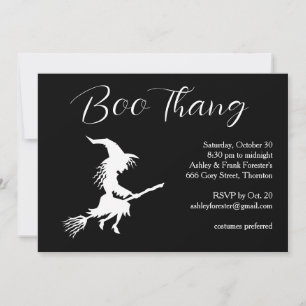 Boo Thang Flying Hexe-Halloween-Party Einladung